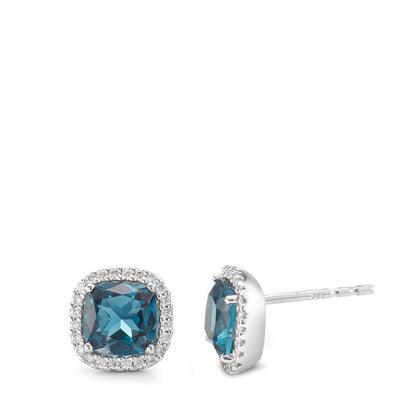 kolczyki wkrętki złoto białe 750/18 K Topaz London Blue w-si Ø8.5 mm