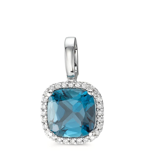 wisiorek złoto białe 750/18 K Topaz London Blue w-si, Diament 0.14 ct, 28 kamienie, [Brillant], w-si