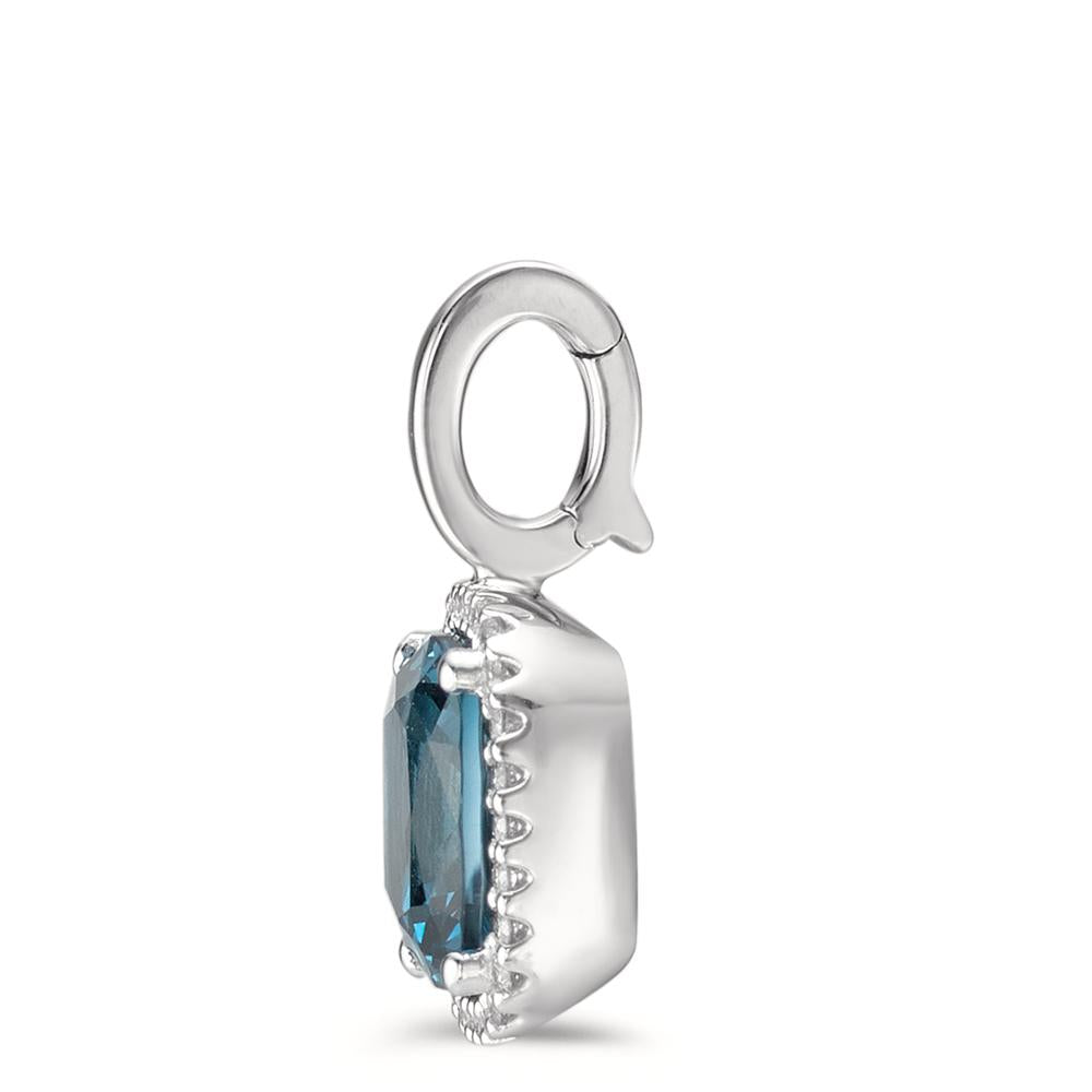 wisiorek złoto białe 750/18 K Topaz London Blue w-si, Diament 0.14 ct, 28 kamienie, [Brillant], w-si