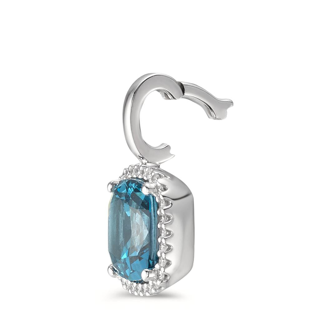 wisiorek złoto białe 750/18 K Topaz London Blue w-si, Diament 0.14 ct, 28 kamienie, [Brillant], w-si