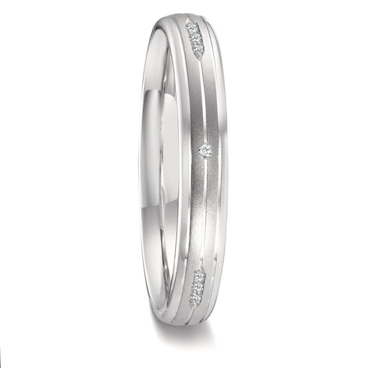 obrączka partnerska złoto białe 750/18 K Diament 0.051 ct, 12 kamienie, w-vsi