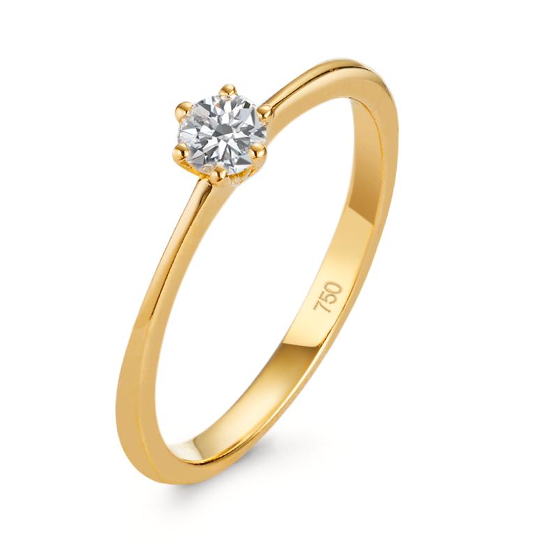 pierścionek zaręczynowy złoto żółte 750/18 K Diament 0.20 ct, w-si