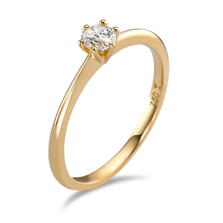 pierścionek zaręczynowy złoto żółte 750/18 K Diament 0.20 ct, w-si