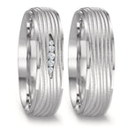 obrączka partnerska złoto białe 750/18 K Diament 0.045 ct, 5 kamienie, w-si