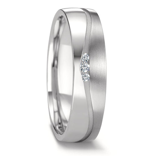 obrączka partnerska stal nierdzewna Diament 0.06 ct, 3 kamienie, w-si