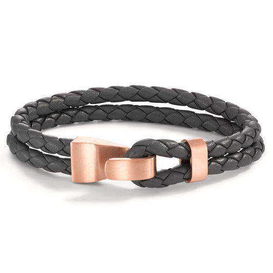 bransoletka skóra, stal nierdzewna róża Powłoka IP 19 cm