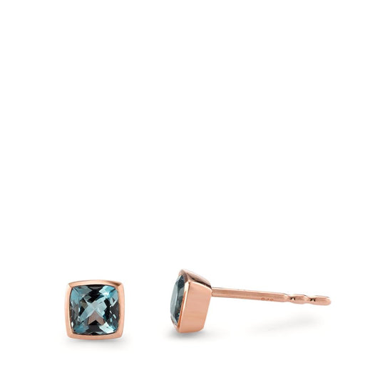 kolczyki wkrętki złoto czerwone 375/9 K Topaz London Blue 2 kamienie Ø4.5 mm