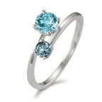 pierścionek złoto białe 375/9 K Topaz London Blue 2 kamienie