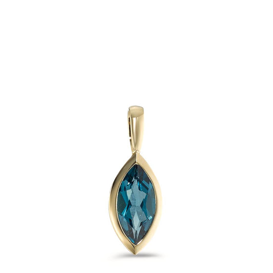 wisiorek złoto żółte 375/9 K Topaz London Blue [Navetteschliff]