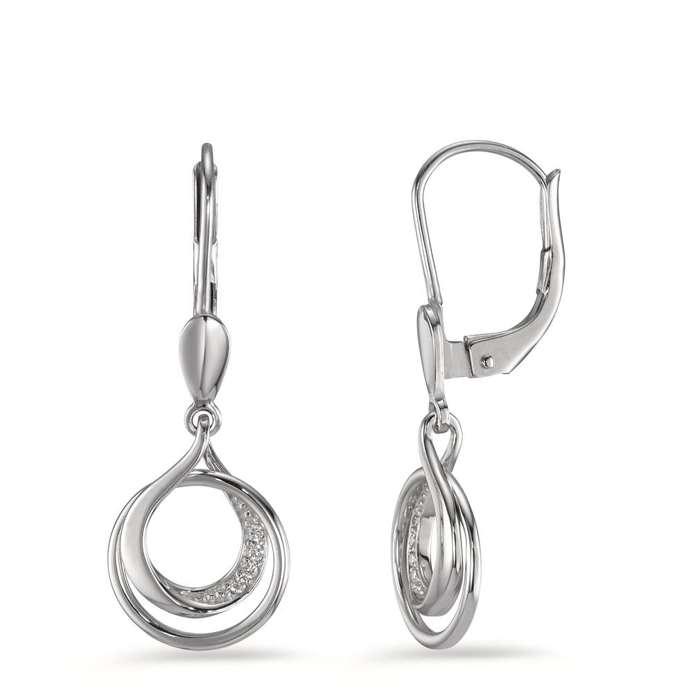 kolczyki wiszące złoto białe 750/18 K Diament 0.03 ct, 8 kamienie, [Brillant], w-si Ø10 mm