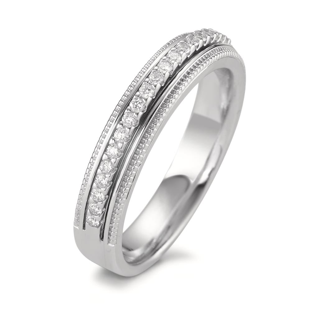 pierścionek złoto białe 750/18 K Diament 0.21 ct, 23 kamienie, [Brillant], w-si