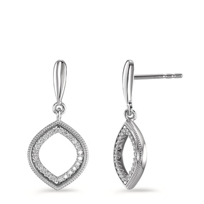 kolczyki wiszące złoto białe 750/18 K Diament 0.15 ct, 48 kamienie, [Brillant], w-si