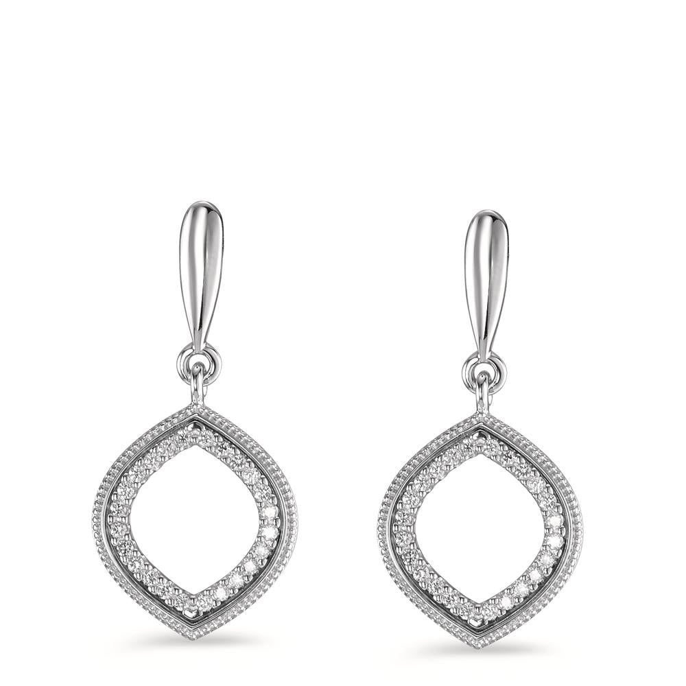 kolczyki wiszące złoto białe 750/18 K Diament 0.15 ct, 48 kamienie, [Brillant], w-si