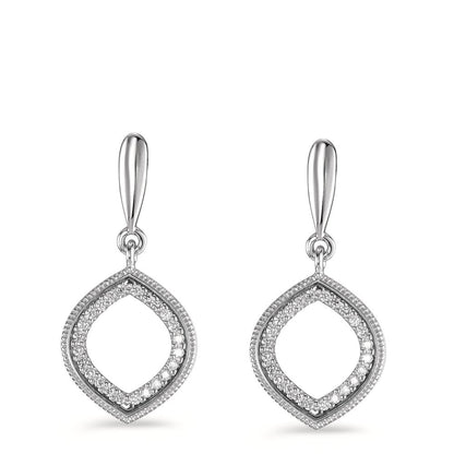 kolczyki wiszące złoto białe 750/18 K Diament 0.15 ct, 48 kamienie, [Brillant], w-si