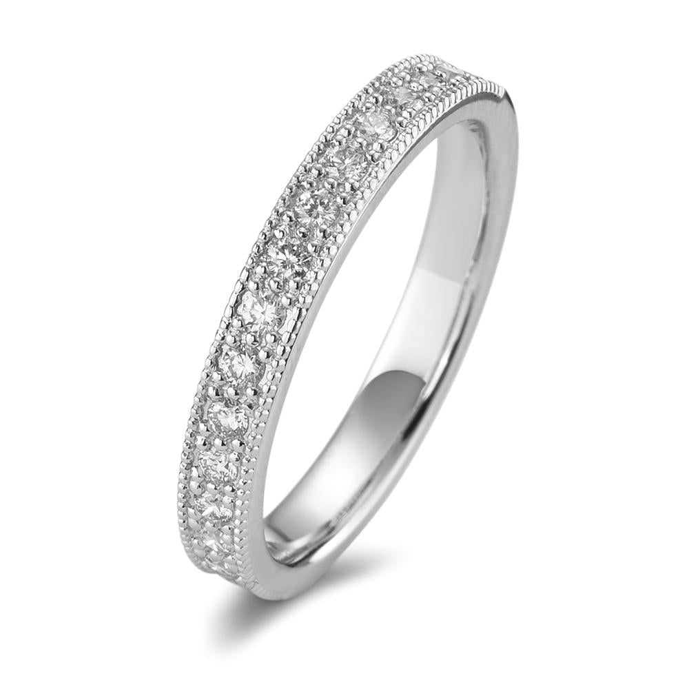 pierścionek pamięci złoto białe 750/18 K Diament 0.25 ct, 15 kamienie, [Brillant], w-si