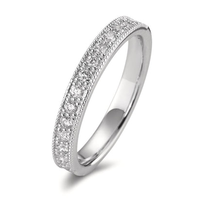 pierścionek pamięci złoto białe 750/18 K Diament 0.25 ct, 15 kamienie, [Brillant], w-si