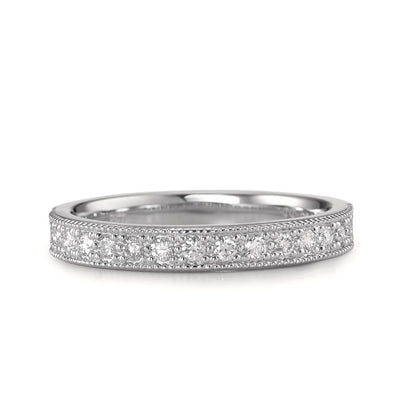 pierścionek pamięci złoto białe 750/18 K Diament 0.25 ct, 15 kamienie, [Brillant], w-si
