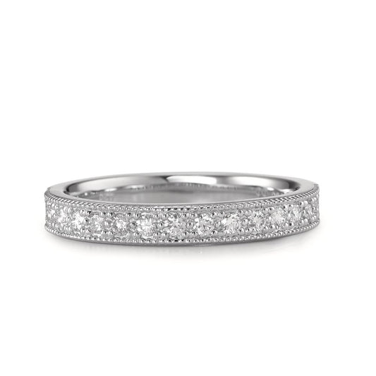 pierścionek pamięci złoto białe 750/18 K Diament 0.25 ct, 15 kamienie, [Brillant], w-si
