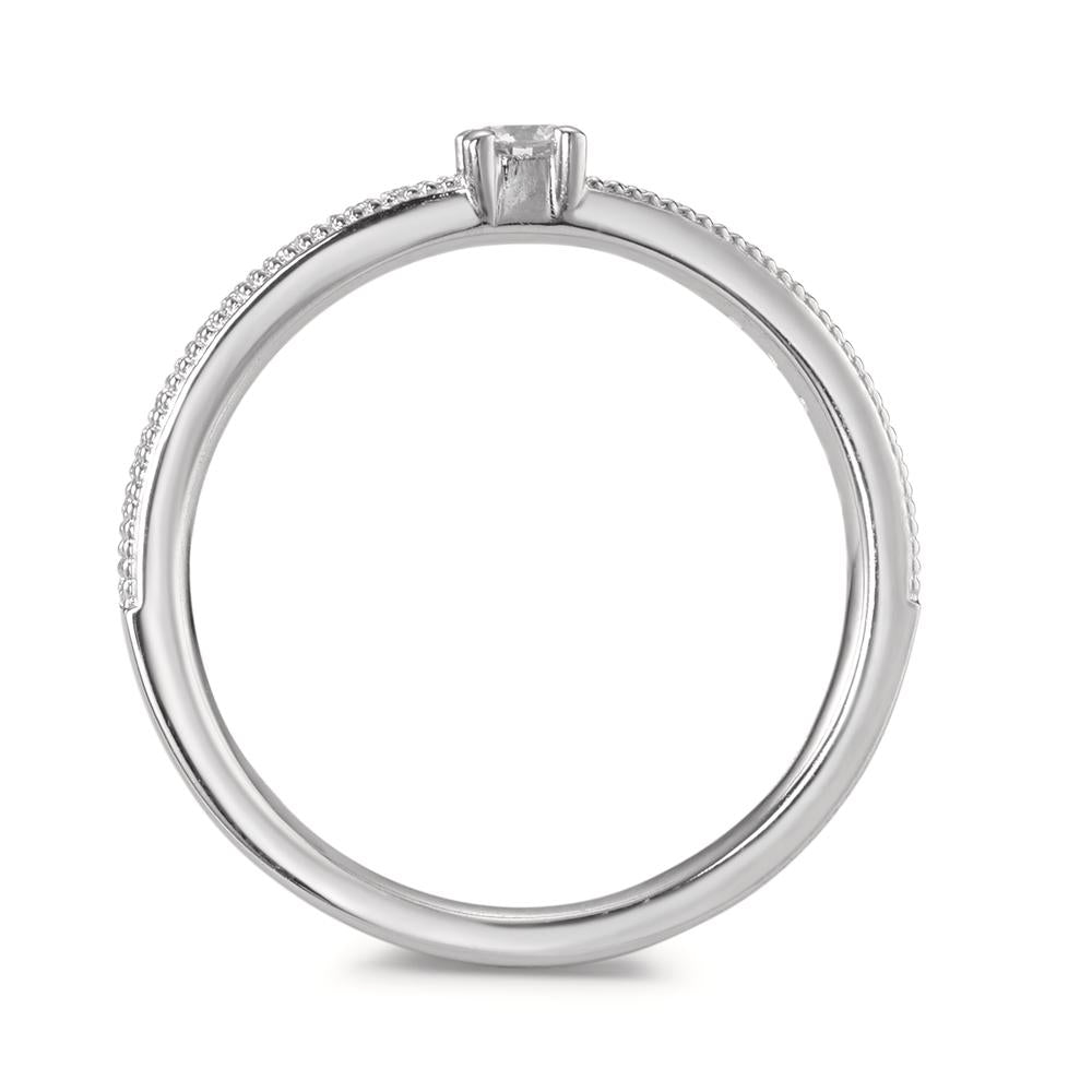 pierścionek zaręczynowy złoto białe 750/18 K Diament 0.16 ct, 19 kamienie, [Brillant], w-si