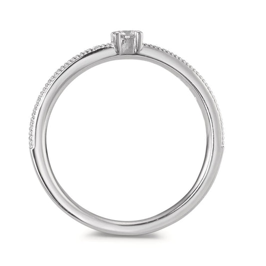 pierścionek zaręczynowy złoto białe 750/18 K Diament 0.16 ct, 19 kamienie, [Brillant], w-si