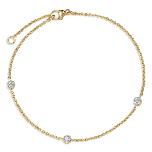 bransoletka złoto żółte 750/18 K Diament 0.18 ct, 3 kamienie, w-si 16-18 cm