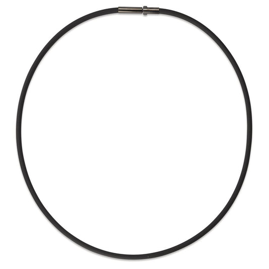 Naszyjnik silikon, stal nierdzewna czarny Powłoka IP 45 cm Ø3 mm