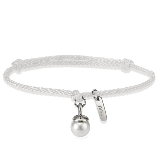 bransoletka materiał, stal nierdzewna perła muszlowa biały, 7 mm 16-21 cm Ø7 mm