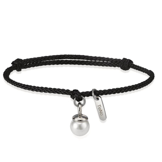 bransoletka materiał, stal nierdzewna perła muszlowa biały, 7 mm 16-21 cm Ø7 mm