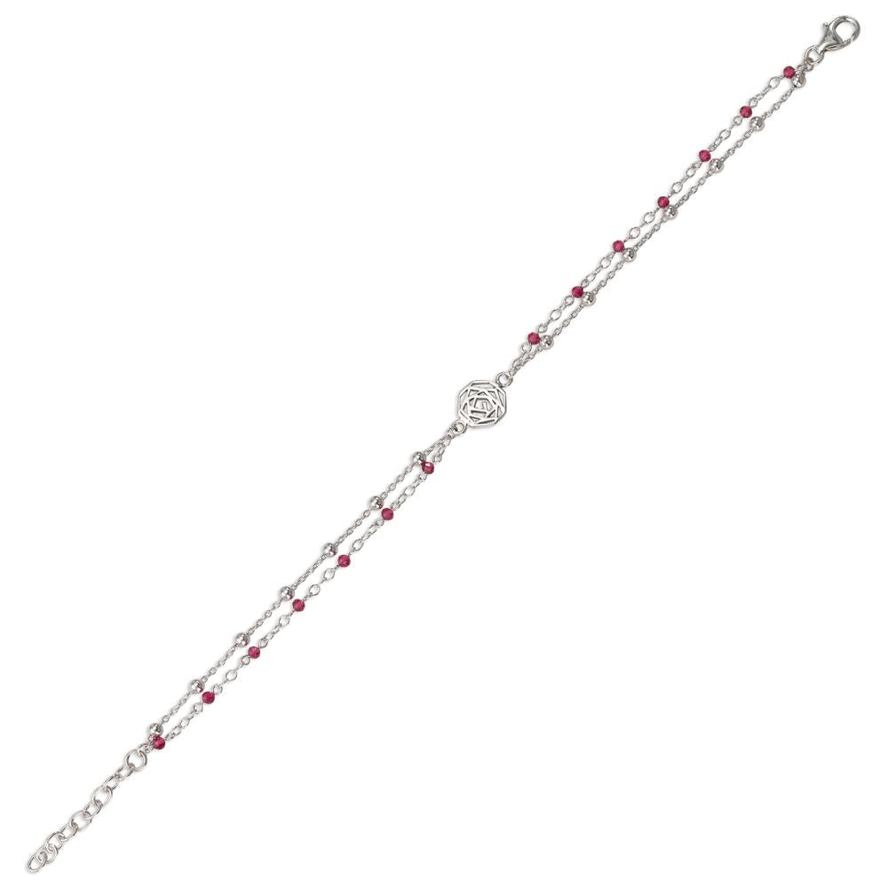 bransoletka srebro Cyrkonia Burgundia, 14 kamienie rodowany róża 17-19 cm