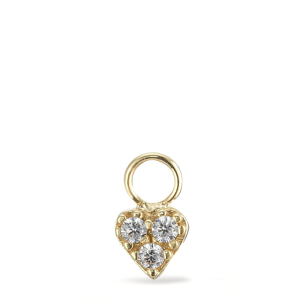 charms złoto żółte 750/18 K Cyrkonia 3 kamienie Serce Ø5 mm