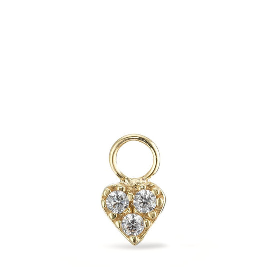 charms złoto żółte 750/18 K Cyrkonia 3 kamienie Serce Ø5 mm