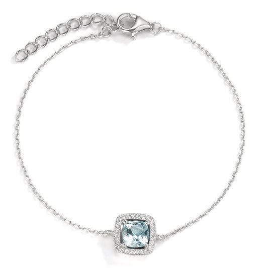 bransoletka srebro Topaz niebieski rodowany 16.5-19.5 cm