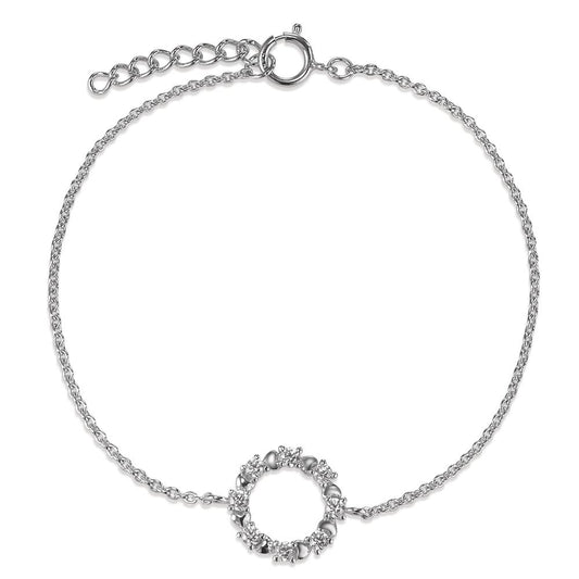 bransoletka srebro Cyrkonia 8 kamienie rodowany 17-19 cm Ø11 mm