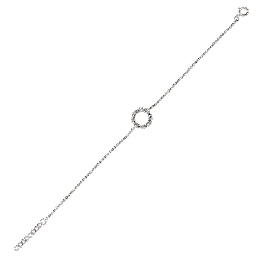 bransoletka srebro Cyrkonia 8 kamienie rodowany 17-19 cm Ø11 mm