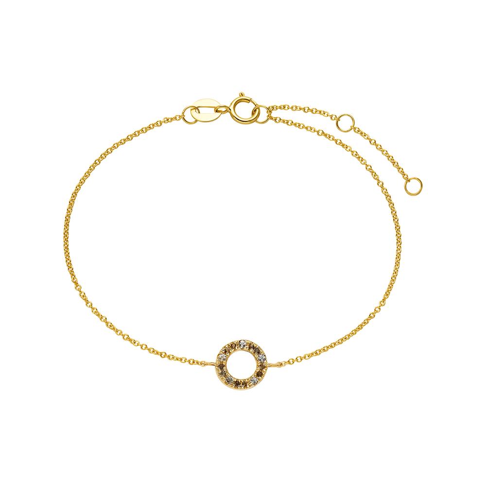 bransoletka złoto żółte 375/9 K Topaz biały, Kwarc dymny 15-18 cm