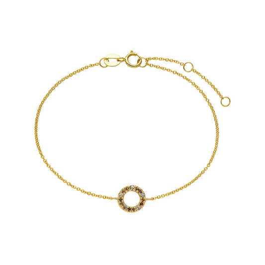 bransoletka złoto żółte 375/9 K Topaz biały, Kwarc dymny 15-18 cm