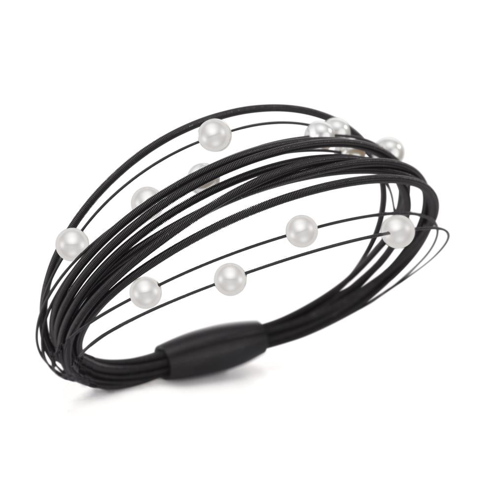 bransoletka stal nierdzewna czarny Powłoka IP perła muszlowa 21 cm