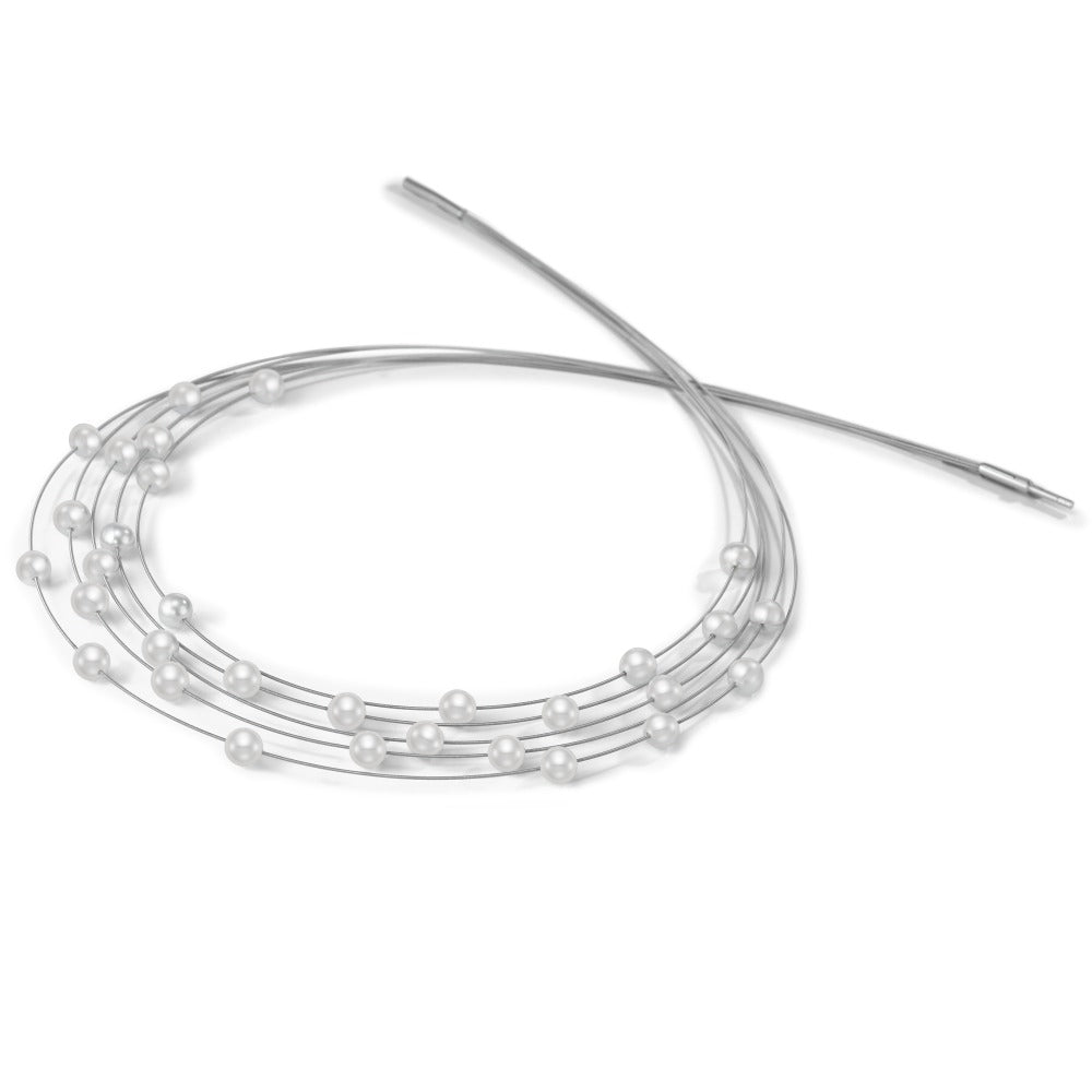 Naszyjnik stal nierdzewna perła muszlowa biały, 5 mm 45 cm
