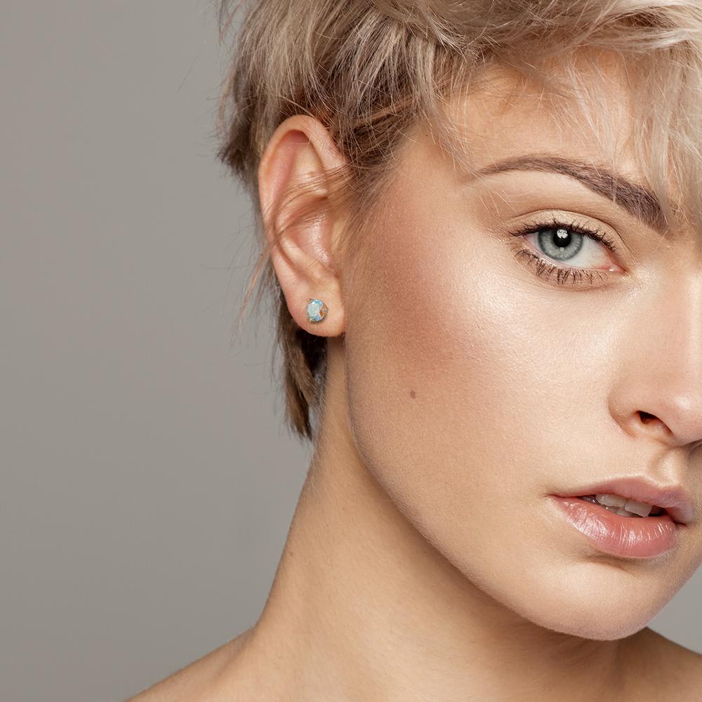 kolczyki wkrętki srebro róża pozłacany Ø6.5 mm