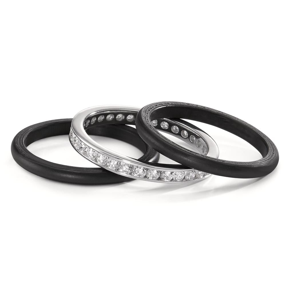 pierścionek pamięci złoto białe 750/18 K Diament biały, 1 ct, 28 kamienie, [Brillant], w-si