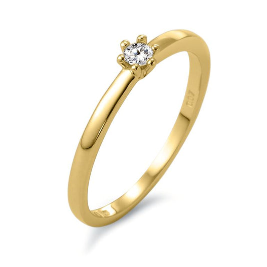 pierścionek zaręczynowy złoto żółte 750/18 K Diament biały, 0.07 ct, [Brillant], w-si