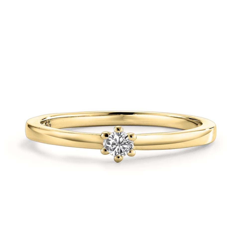 pierścionek zaręczynowy złoto żółte 750/18 K Diament biały, 0.07 ct, [Brillant], w-si