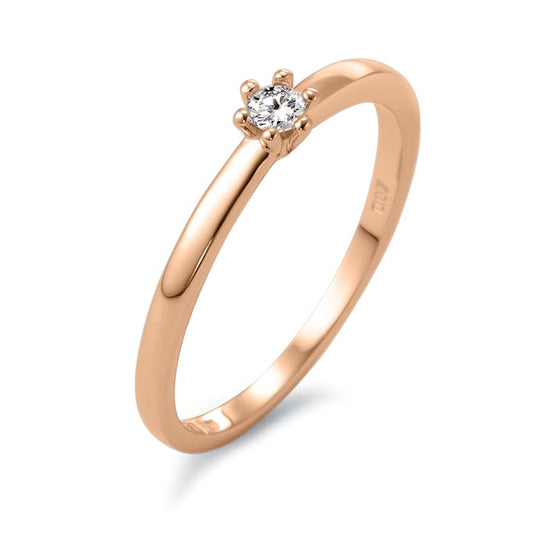 pierścionek zaręczynowy złoto czerwone 750/18 K Diament biały, 0.07 ct, [Brillant], w-si