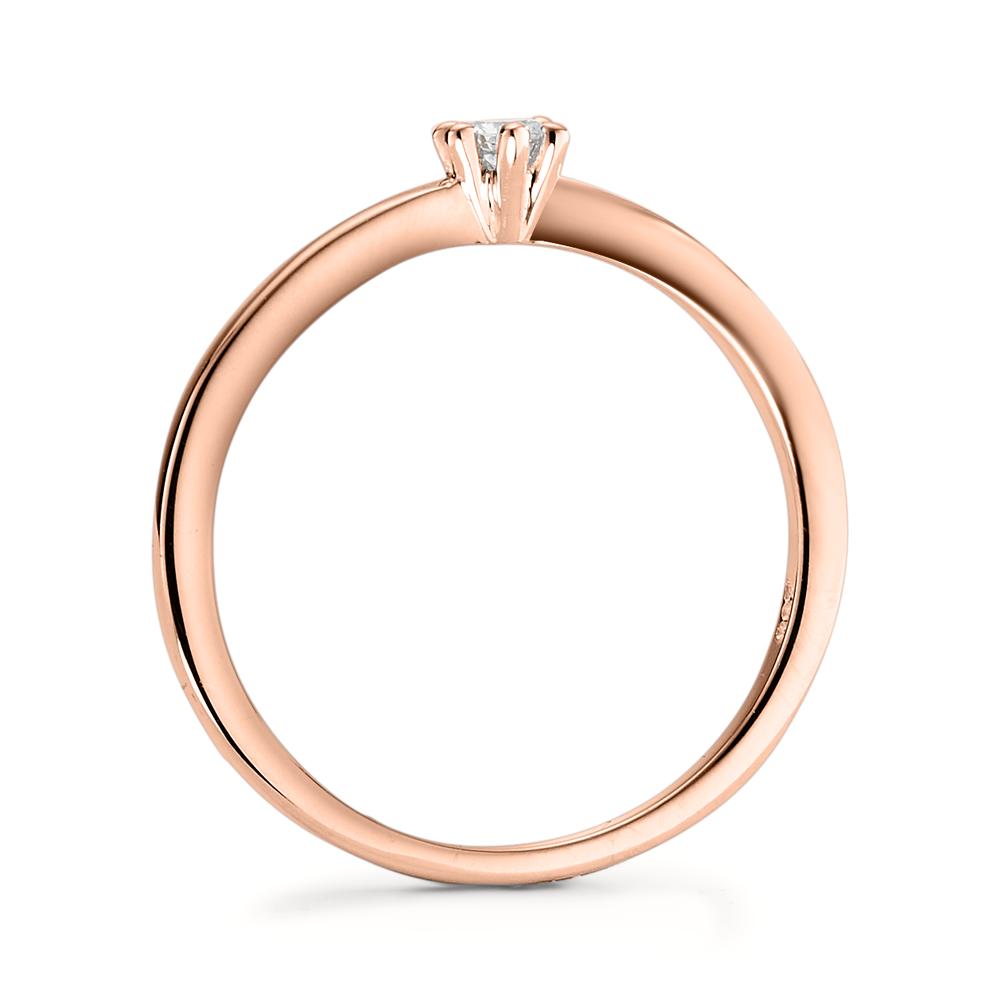 pierścionek zaręczynowy złoto czerwone 750/18 K Diament biały, 0.07 ct, [Brillant], w-si