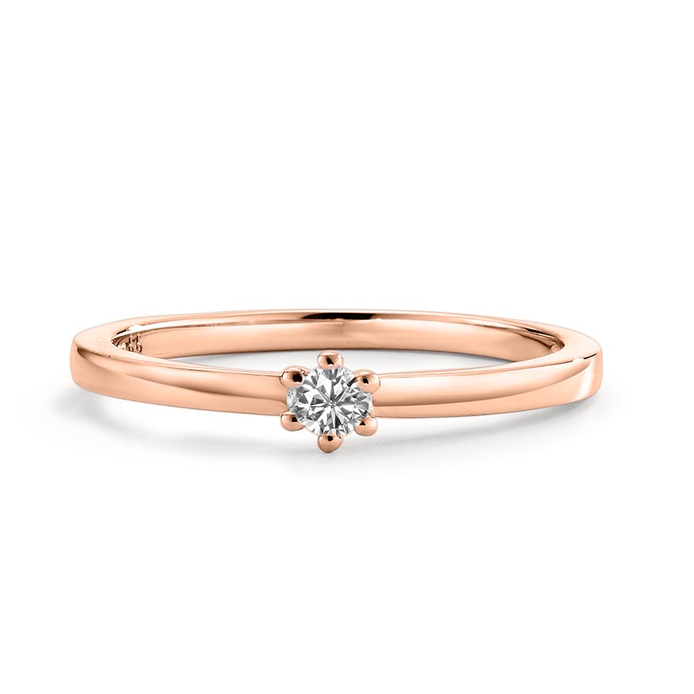 pierścionek zaręczynowy złoto czerwone 750/18 K Diament biały, 0.07 ct, [Brillant], w-si