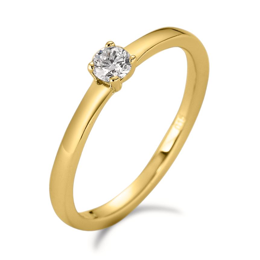 pierścionek zaręczynowy złoto żółte 750/18 K Diament biały, 0.15 ct, [Brillant], w-si