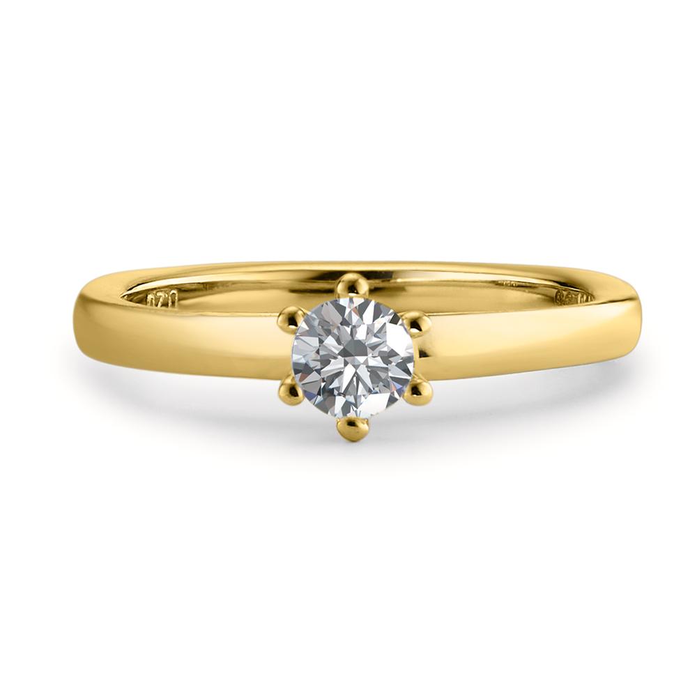 pierścionek zaręczynowy złoto żółte 750/18 K Diament biały, 0.20 ct, [Brillant], w-si