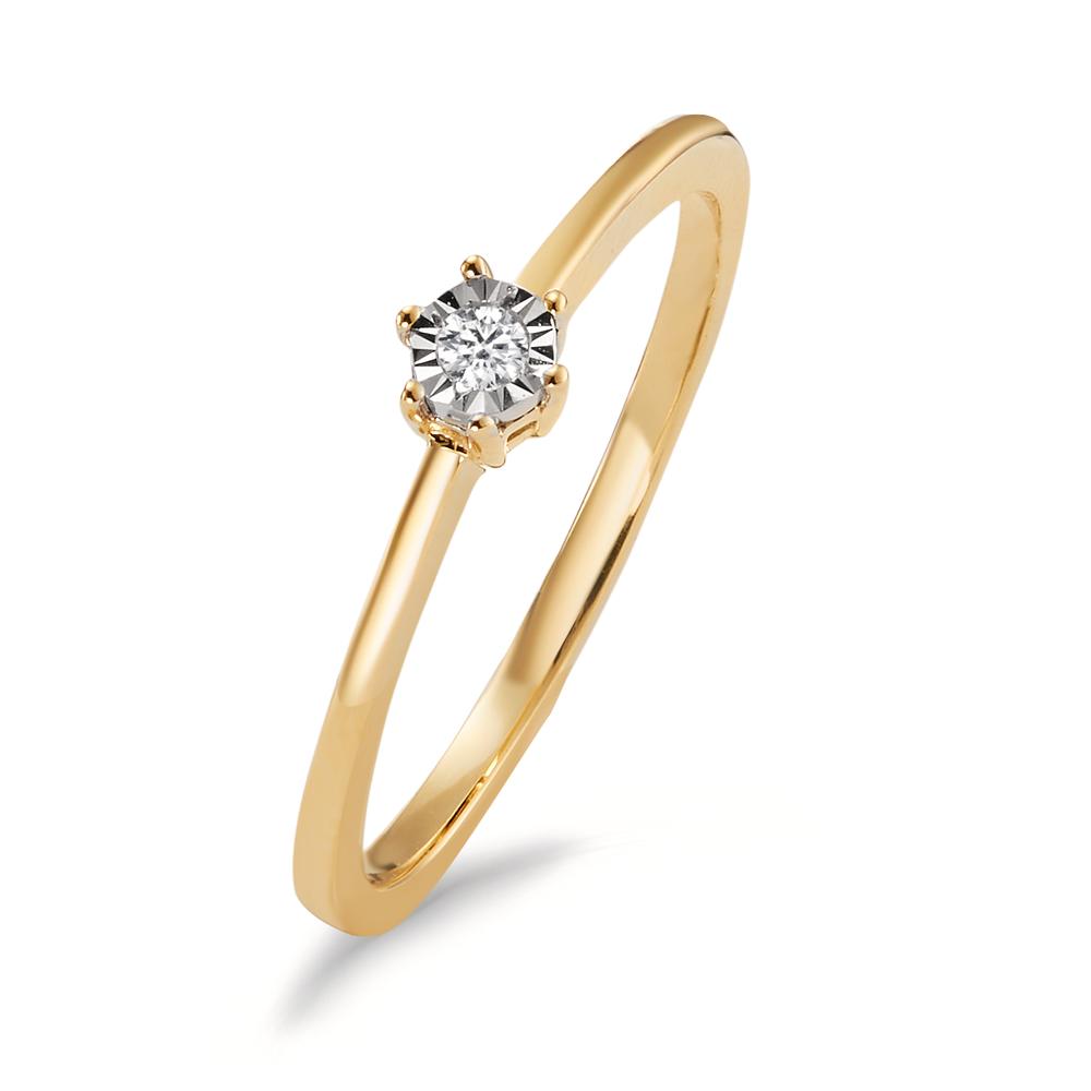 pierścionek zaręczynowy złoto żółte 750/18 K Diament 0.03 ct, w-si dwubarwny