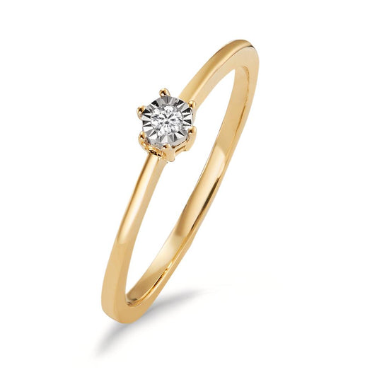 pierścionek zaręczynowy złoto żółte 750/18 K Diament 0.03 ct, w-si dwubarwny