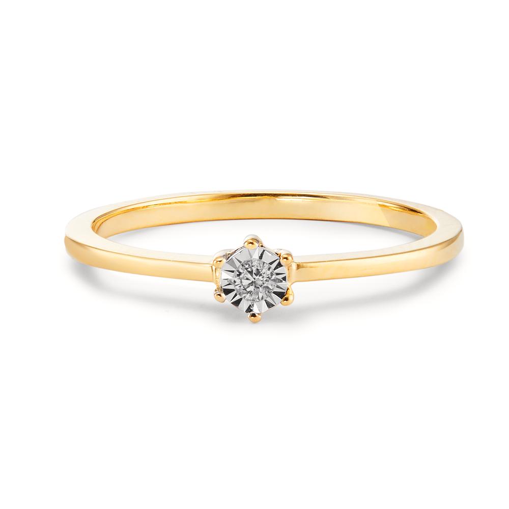pierścionek zaręczynowy złoto żółte 750/18 K Diament 0.03 ct, w-si dwubarwny